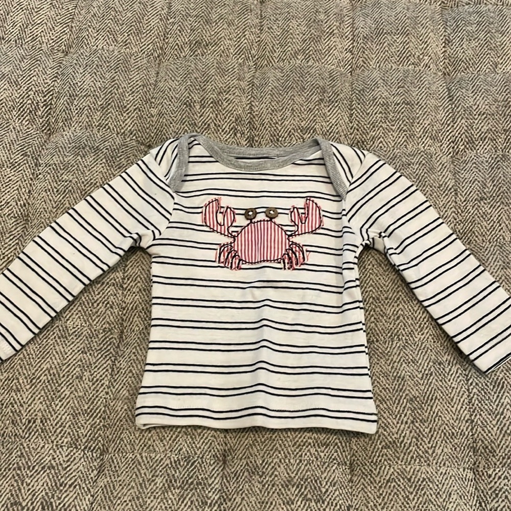 Mudpie crab shirt size 0-3 mths